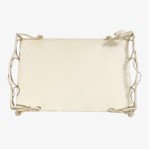 Vintage Painted Wrought Iron Tray 18.5"x11 3/4"x6 1/2" - Picture 2 of 7